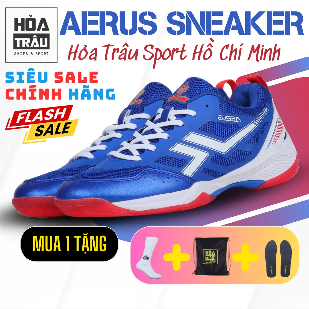 [Mua 1 nhận 4] Giày cầu lông Sneaker Sport Tennis cầu lông HỎA TRÂU AERUS Hàng Việt Nam Unisex nam nữ - giày tập pickleball Đế Cao Su Chạy Bộ Giày Thể Thao Nam Giầy cầu lông đỉnh cao badminton shoes phụ nữ giay caulong chinhhang