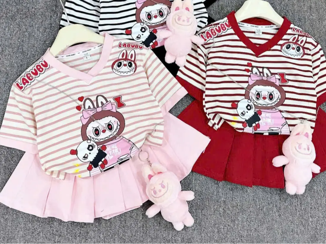 set áo váy dễ thương áo in hình đồ họa bát mắt váy xếp ly mềm mại thoải mái 7-42kg (váyhh) Sandal