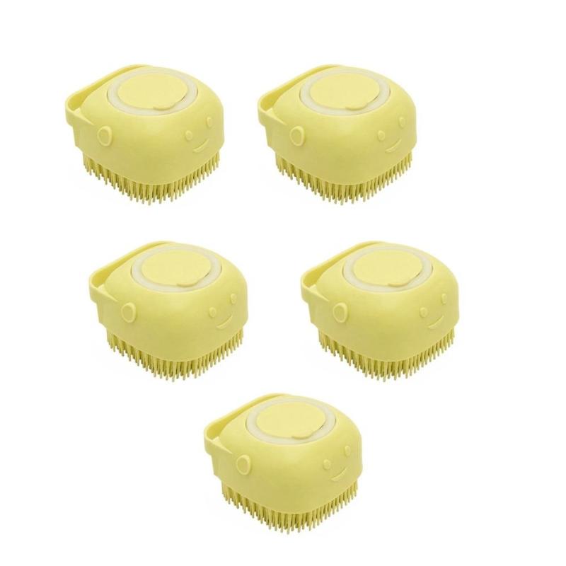 Random Color Silicone Bath Brush, 5pcs Handheld Pet Care Bath Brush, Shower Gel Dispenser Bath Scrubber, Bathing Accessories for Home Bathroom 7
