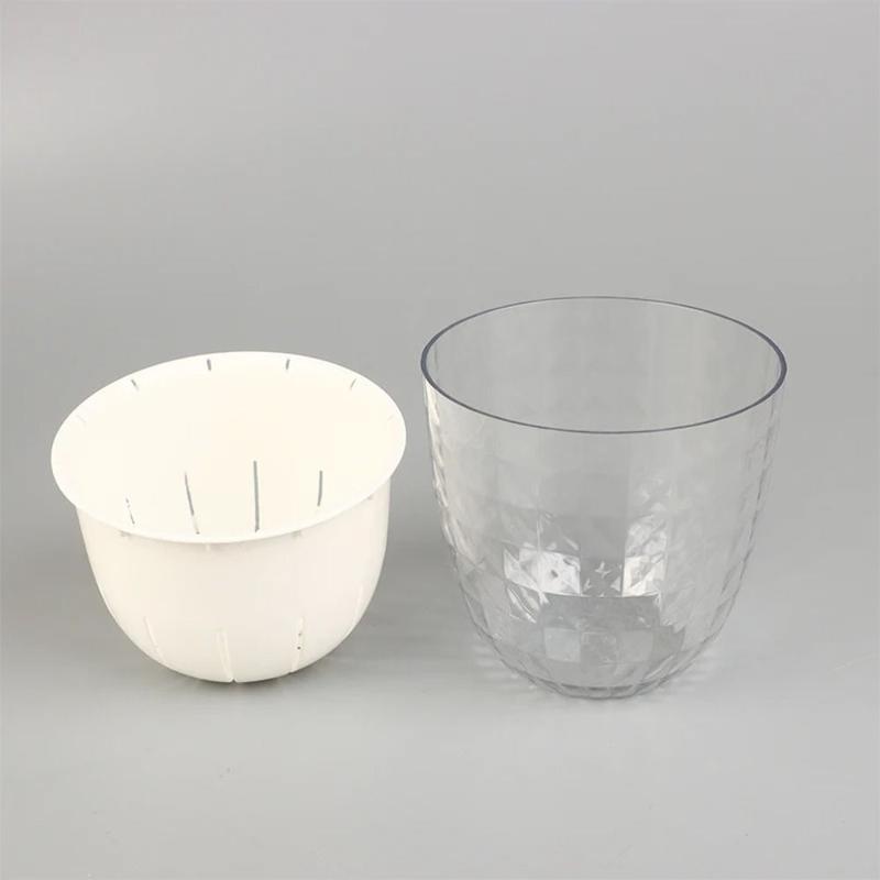 Product Introduction of Modern Plastic Lazy Hydroponic Flower Pot Transparent Large Capacity Water Absorbing Flowerpot Double Layer Succulent Plant Pot Home Decoration 18