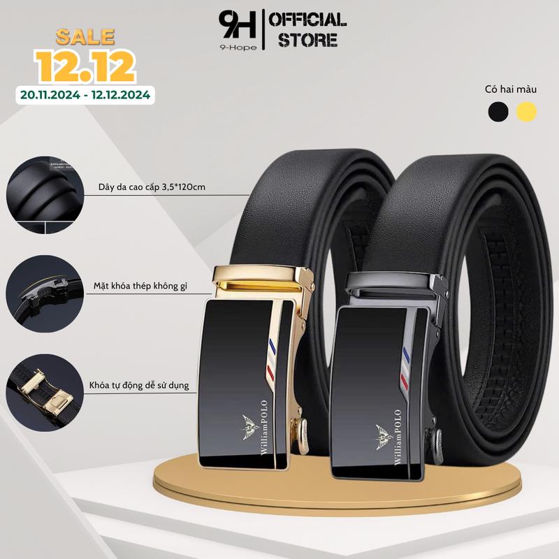 Thắt lưng nam da cao cấp WilliamPOLO khóa tự động Full hộp đựng thương hiệu Dabaraac TL88 Titan