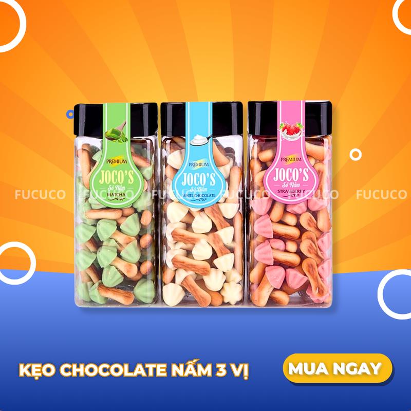 [Lọ 190g] Kẹo Socola Nấm FUCUCO - Chocolate Hình Nấm Độc Đáo, Thơm Ngon, Đa Dạng Hương Vị SCL Sữa, SCL Matcha, SCL Sữa Chua Dâu