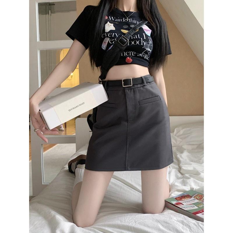 Chân váy a dáng ngắn kèm đai lưng, chân váy phong cách ulzang dáng ngắn có quần lót trong Niga Closet Cao Cấp 1