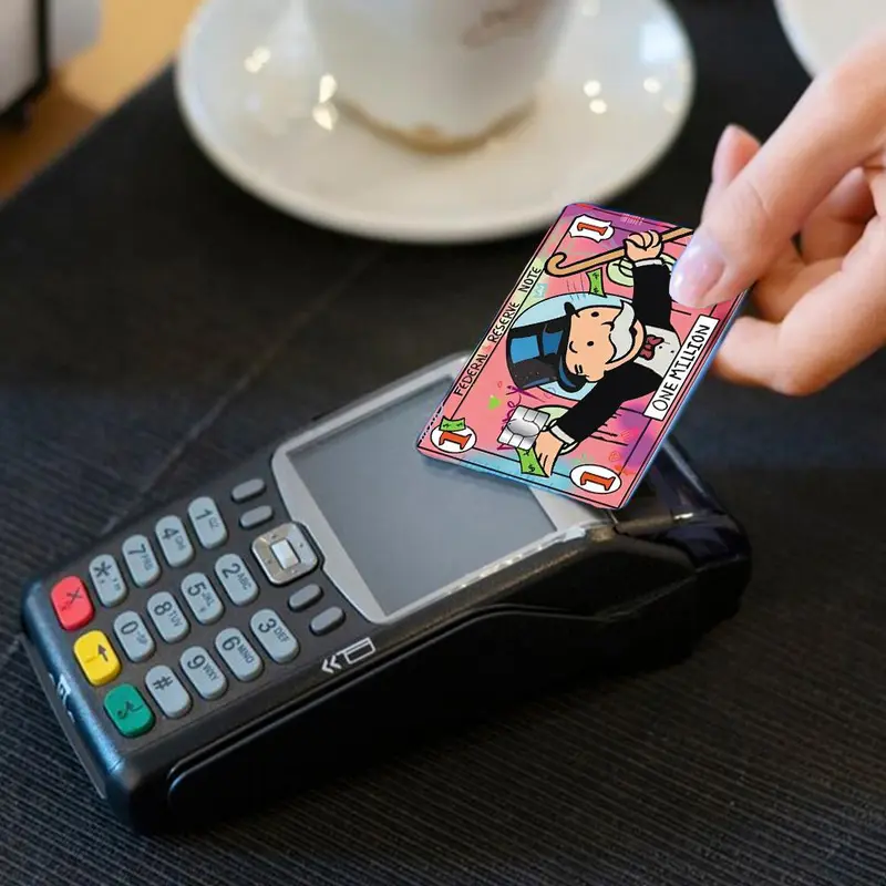 1 Dollar Funny Man Pattern Credit Card Skin Wrap Sticker, 3 Counts Cute Aesthetic Credit Card Sticker, Fashion Funny Card Covers 8