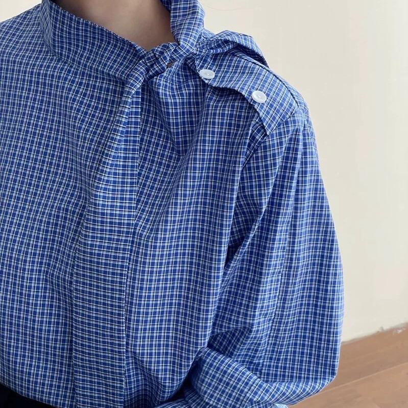 (SP MỚI) Bila Shirt - B.Y Tea | Áo kiểu nữ sọc caro phối cổ 6