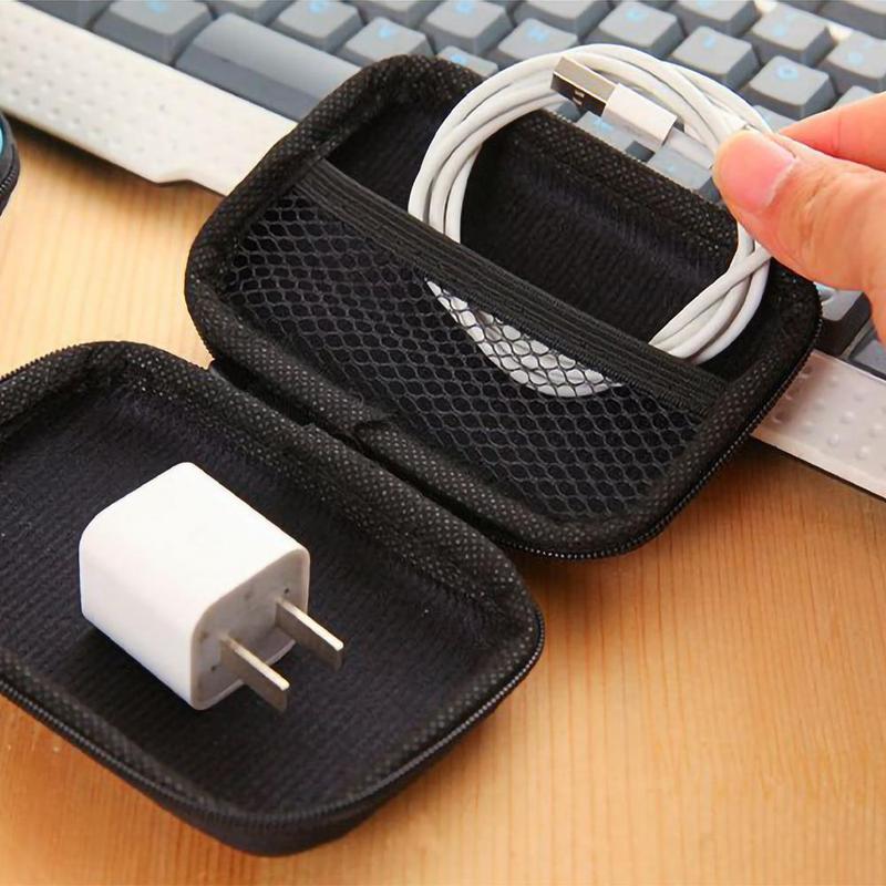 Data Cable Storage Bag, 1 Count Portable Zipped Travel Electronics Organizer, Multifunctional Storage Pouch for Home Office, Data Cable Organizer Supplies 6