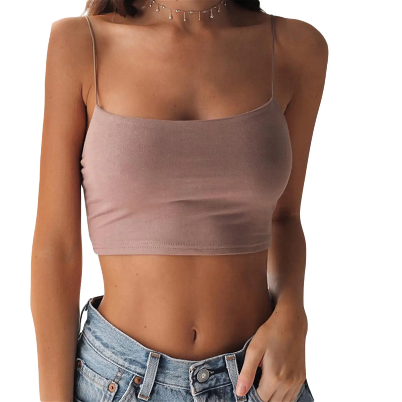 Women Sexy Top, Sling Solid ColorLow Chest Tank, Summer Hollow Back Wild Fashion Top Shirt