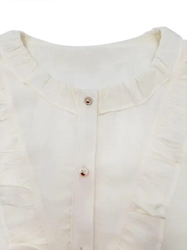Women's Plain Ruffle Trim Peplum Blouse, Minimalist Casual Round Neck Short Sleeve Top for Summer, Women's Clothing for Daily Wear 3