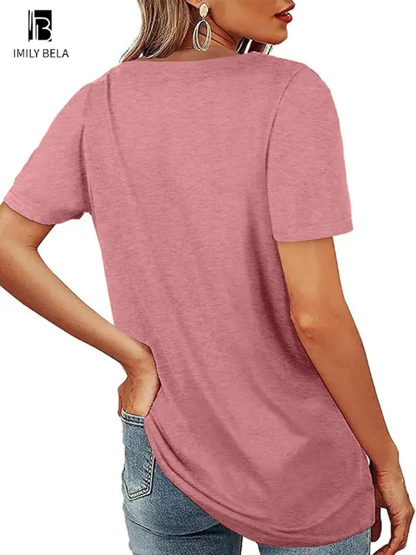 Imily Bela Women's summer square neck casual short sleeve T-shirt 1