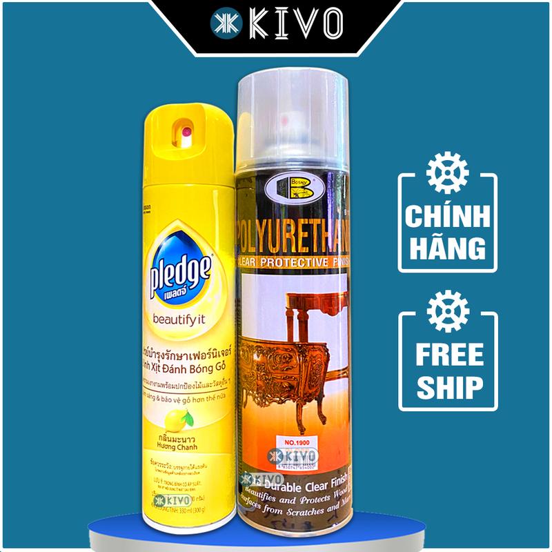 Đánh Bóng Đồ Gỗ PU Bosny NO1900,  Pledge CHÍNH HÃNG - Đánh Bóng Gỗ Nhập Khẩu - Sơn Xịt Bóng Gỗ Kivo