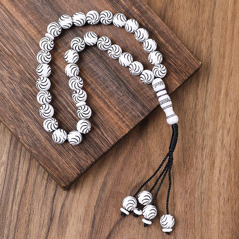 Product Introduction of 33 Natural Blackwood Tesbiha Bracelet | Men's Worship Beads Dhikr Counter Handmade Beaded Muslim Bracelet Meditation/Daily Dual-Use 11