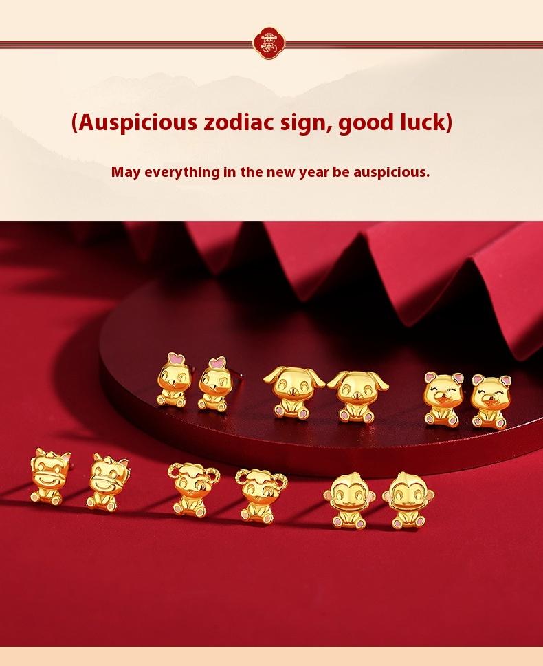 Product Introduction of Chinese Zodiac Earrings for Women S925 Sterling Silver New Chinese Style National Trend Chinese Zodiac Snake Year of the Zodiac Earrings miduoduo 4