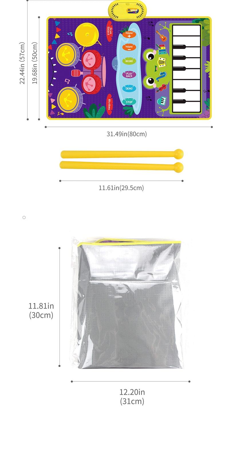 Product Introduction of Kids Musical Mat Piano Keyboard & Jazz Drum 2-in-1 Musical Toys for Toddlers Touch Play Floor Music Playmat Education Learning Toys Gifts 26