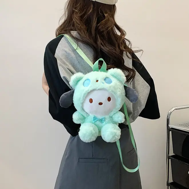 Balo Đeo Vai Gấu Bông Sanrio Đội Mũ phong cách Siêu Đáng Yêu, Túi Gấu Kuromi, Melody, Cinnamoroll,.. hoạt hình Backpack dễ thương