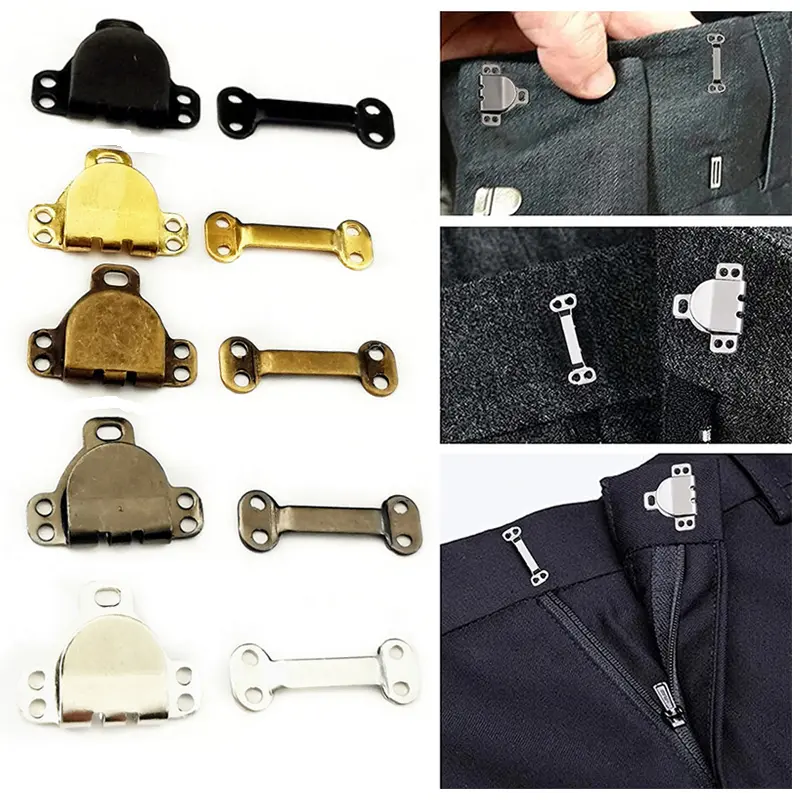 10PCS Metal Trousers Suit Pants Hook Button Garment Invisible Hook DIY Pants Adjustment Buckle Sewing Accessory