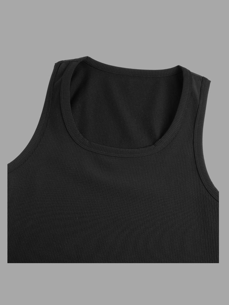 Product Introduction of Men's Solid Ribbed Muscle Fit Compression Tank Top, Casual Sleeveless Workout Base Layer Tank Top for Daily Wear, Menswear for All Seasons 5