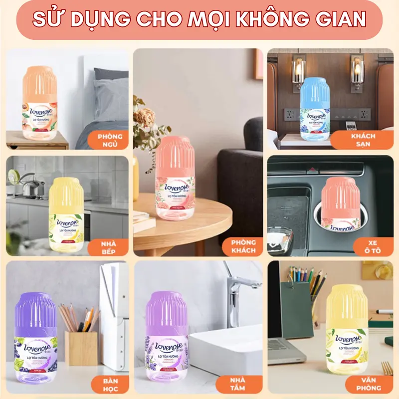 Combo 3 Lọ tỏa hương Lovenose hương thơm tự nhiên dễ chịu khử mùi sáp thơm phòng thế hệ mới siêu thơm 45 ngày, 180ml Dầu Thơm Phòng 7