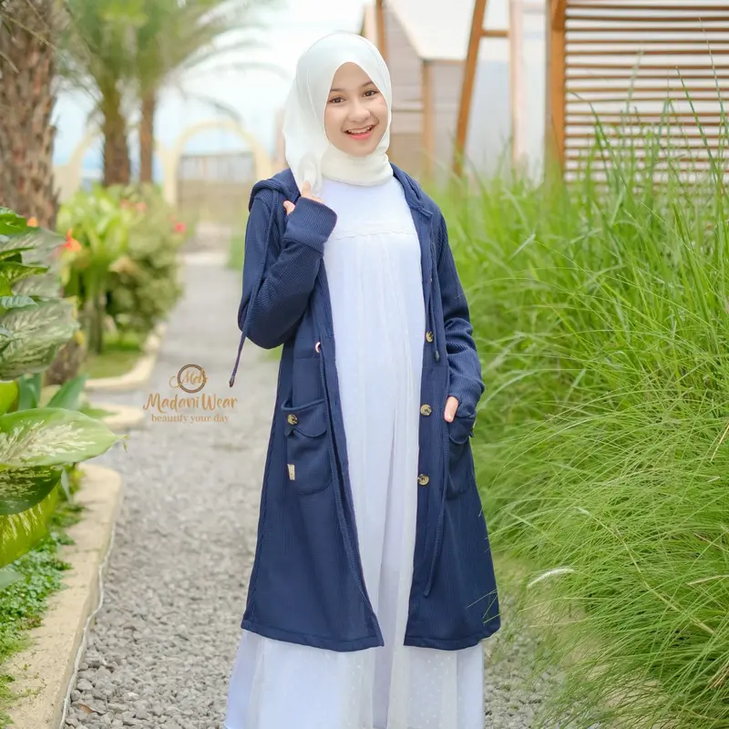 Jaket Panjang Hoodie Anak Cewe Outer Fashionable 10-12 Tahun Kekinian Modern Bahan Waffle Terbaru Cantik Hoodie Cewek 4