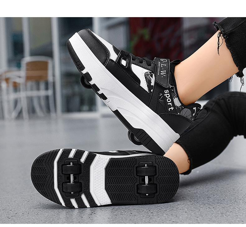 Product Introduction of In Stock Children's Heelys Shoes Roller Skates New Style Heelys Shoes Boys Invisible Student Roller Shoes Adults Walkable Slidable Casual Shoes Breathable Mesh Girls 16