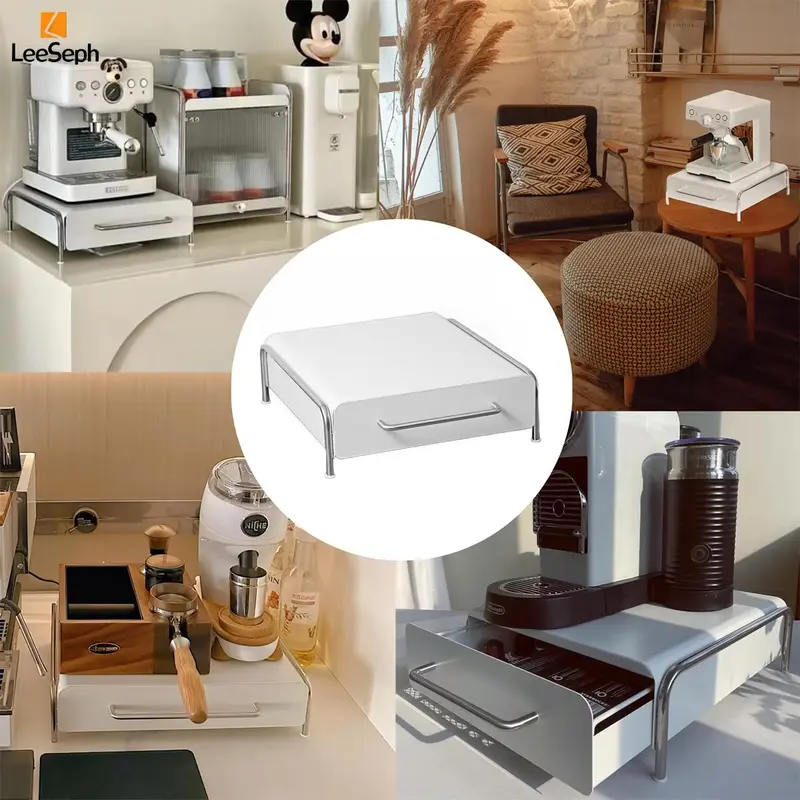 Coffee Machine Support Storage Drawer Holder, Coffee Capsule Organizer with Non-slip Feet, Multifunctional Coffee Accessory for Home Kitchen Office 5