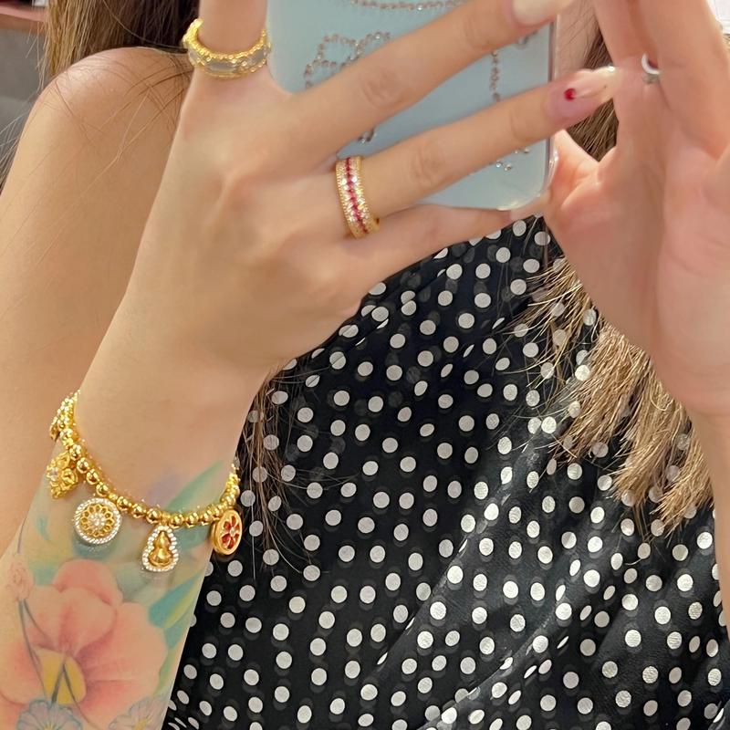 Product Introduction of Light Luxury High-Grade Mid-Ancient Style Color Inlaid Ruby Three-Row Drill Ring Necklace Fashion Luxury Elegant Outfit 9