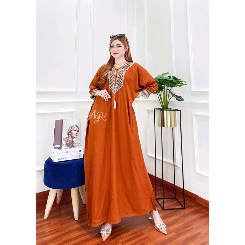 GAMIS KAFTAN ZAHRA SUPER JUMBO XXXXL LD 145cm Fit Muslim Syari  Dress  Rayon  Wanita 2