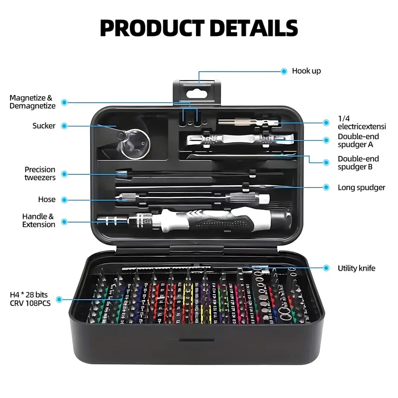 132 in 1 Precision Screwdriver Set, Portable Multifunctional Screwdriver Set, Professional Repair Tool Kit for Phone & Tablet & Computer 7