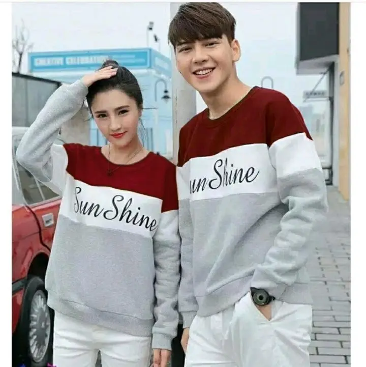 KAPELAN/Baju Pasangan/CP.SUNSHINE Baju Couple Kaos   Atasan  Dewasa Setelan Panjang Cewek Merah Navy Keluarga Motif Wanita Putih