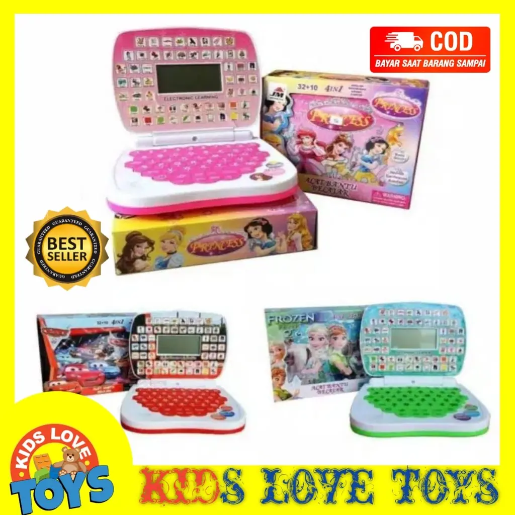 MAINAN ANAK EDUKASI LAPTOP MINI 4 BAHASA + KARAKTER LAYAR PROMO TERMURAH COD KLT