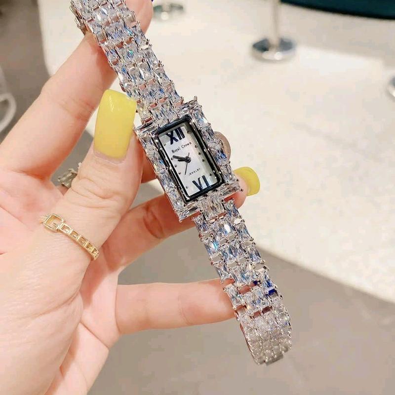   Chính Hãng 100%  Đồng Hồ Nữ Royal Crown 6524  3793  Mặt Chữ Nhật Siz 30 Máy Quartz  Pin  Dây Dây Thép Không Gỉ Full Box 