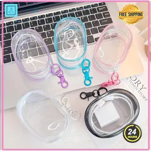 Pouch Bag Penyimpanan Charger Cover Mini Bag Organizer Earphone Wire Coin Purse Waterproof Clear Data Cable Storage Box Headphone USB Cable Storage Box Mini Zipper Bag Key Container Charger Organizer High Quality PVC Outdoor Travel Headset Storage Bag