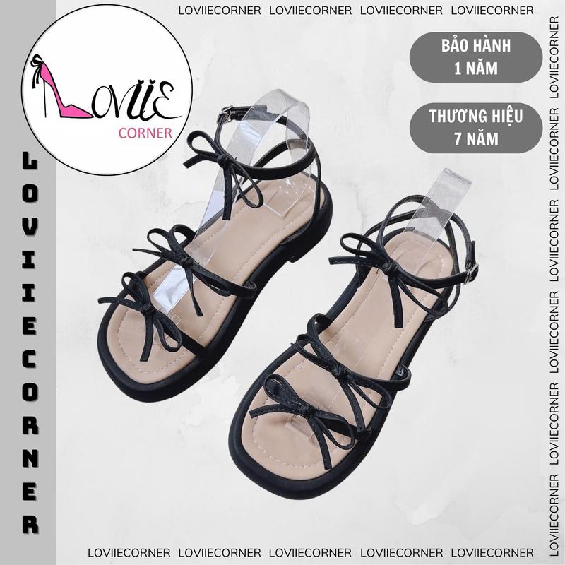 LOVIIECORNER - GIÀY XUỒNG THỜI TRANG NỮ HỞ HẬU CÀI QUAI - GIÀY THỜI TRANG THIẾT KẾ BA QUAI ĐÍNH NƠ MŨI TRÒN 2 PHÂN - S240805 sandal nữ DéP Shoes
