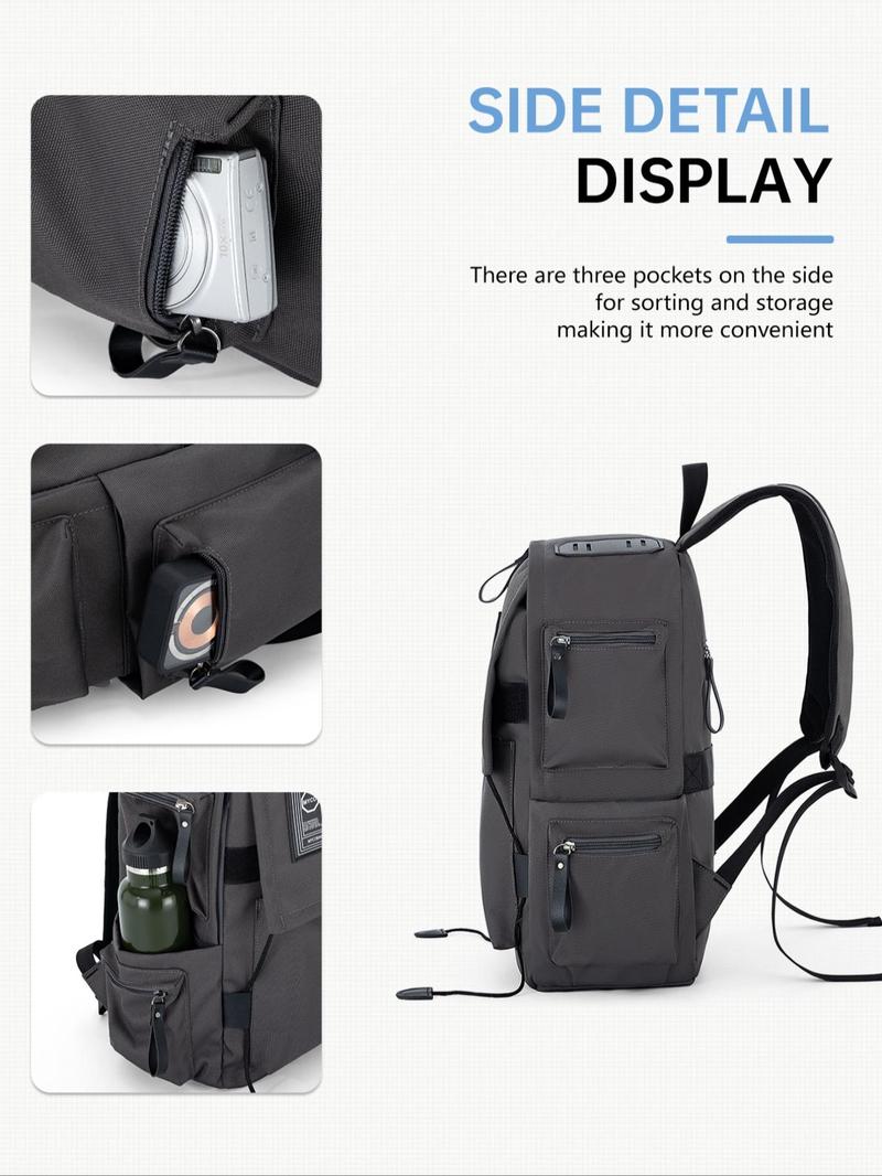 Product Introduction of 2025 New Style Casual Plain Zipper Backpack, Patched Design Outdoor Backpack, Durable Equipment Bag, Casual Sports Backpack for Women & Men 4