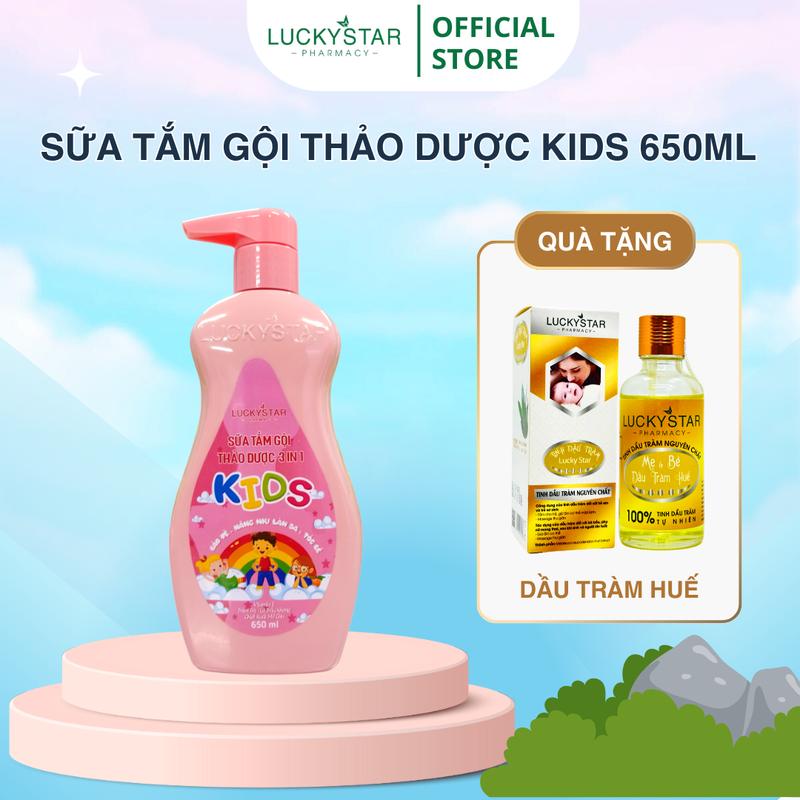 [ MUA 1 TẶNG 1 ] Sữa Tắm Gội Kids 3in1 - Lucky Star -  650ml - Tặng 1 Dầu Tràm 50ml Cho Bé
