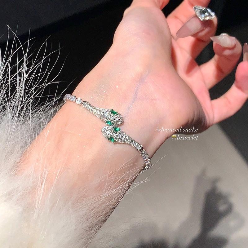 Product Introduction of Vòng Tay Có Thể Điều Chỉnh Hình Rắn Hoàng Đạo, Zircon Rhinestone Màu Xanh Lá Cây Sang Trọng, Dành Cho Nữ, Nhẫn Và Hoa Tai, Quà Tặng Trang Sức 12
