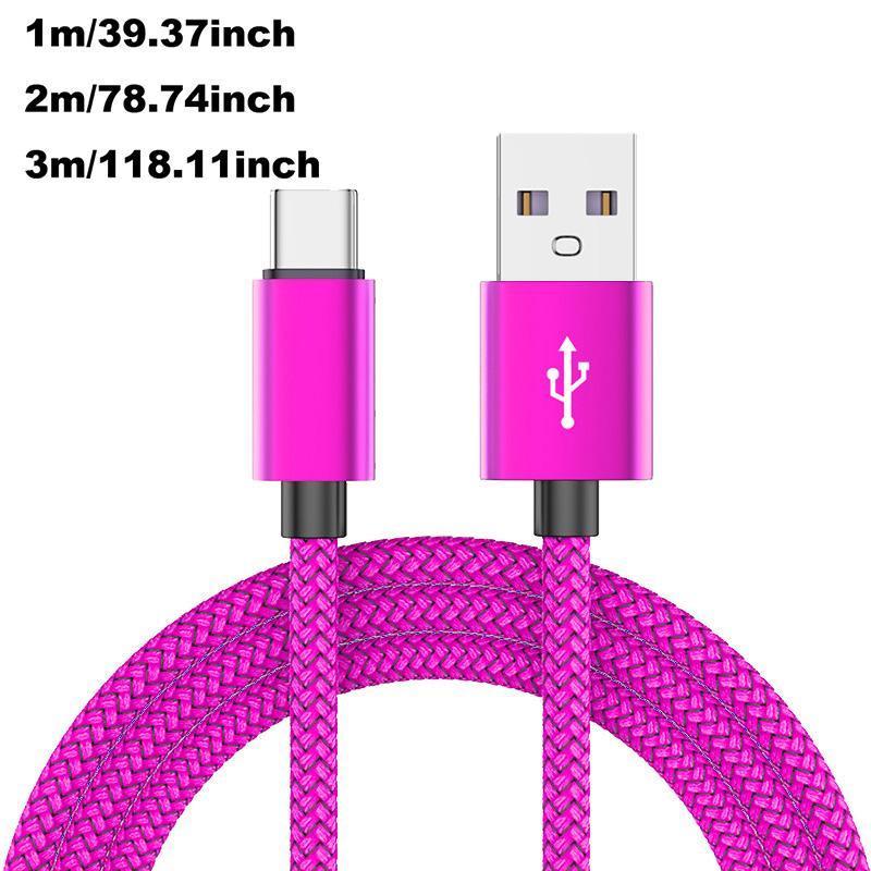 60W USB-A to USB-C Fast Charger Cable, Type-C Nylon Braided Data Cable, Fast Charging Data Cable for Samsung Galaxy S24 S23 S22 S10, Pixel, Sony, One Plus, Electronic 1