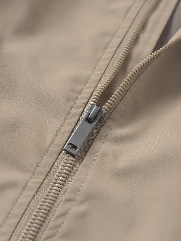 Men's Solid Color Zip Up Jacket, Regular Fit Casual Comfy Stand Collar Outerwear for Spring & Fall, Men's Clothes for Daily Wear 3