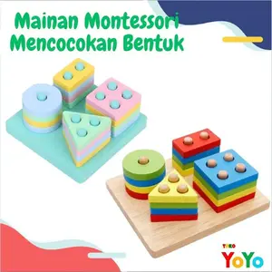 Mainan Puzzle Anak Kayu Edukasi Montessori - Mainan Kayu Edukasi Shape Sorter Belajar Permainan Plastik Toys