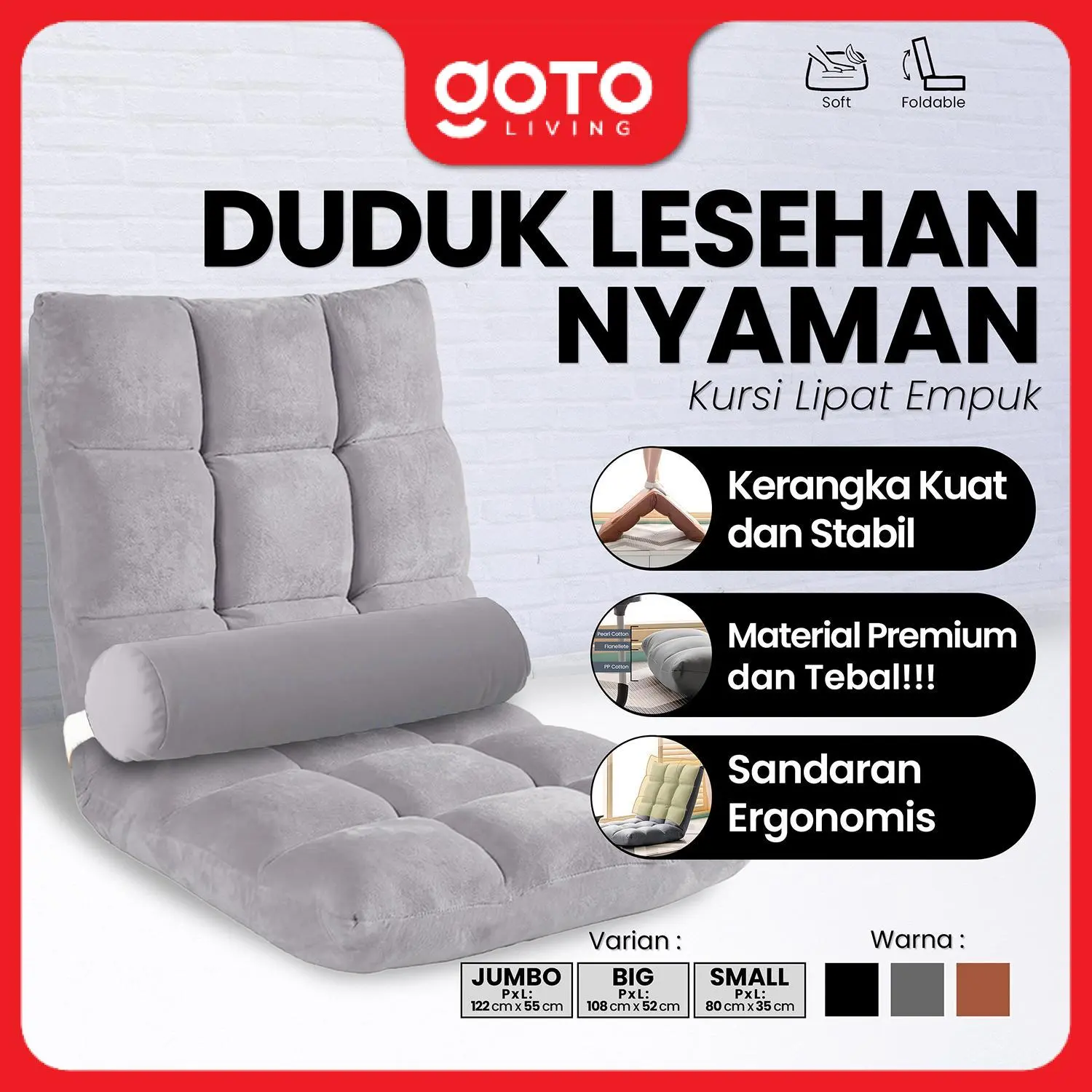 (Best Offer) Goto [COD] Almero Kursi Lipat Lesehan Sofa Lantai Sandaran Santai Depan TV Minimalis