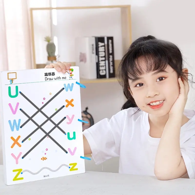 Đồ chơi tập tô vẽ thông minh xóa được 64 trang,Hình dán theo chủ đề trẻ em,Đồ Chơi Giáo Dục Montessori bảng  chữ  nổi  khiếm  thị 7