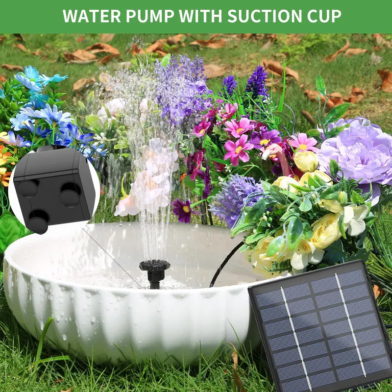Solar Powered Fountain Pump, 1 Count Solar Fountain Pump with 6 Nozzles, Outdoor Water Feature for Bird Bath, Pond, Garden, Fish Tank 1