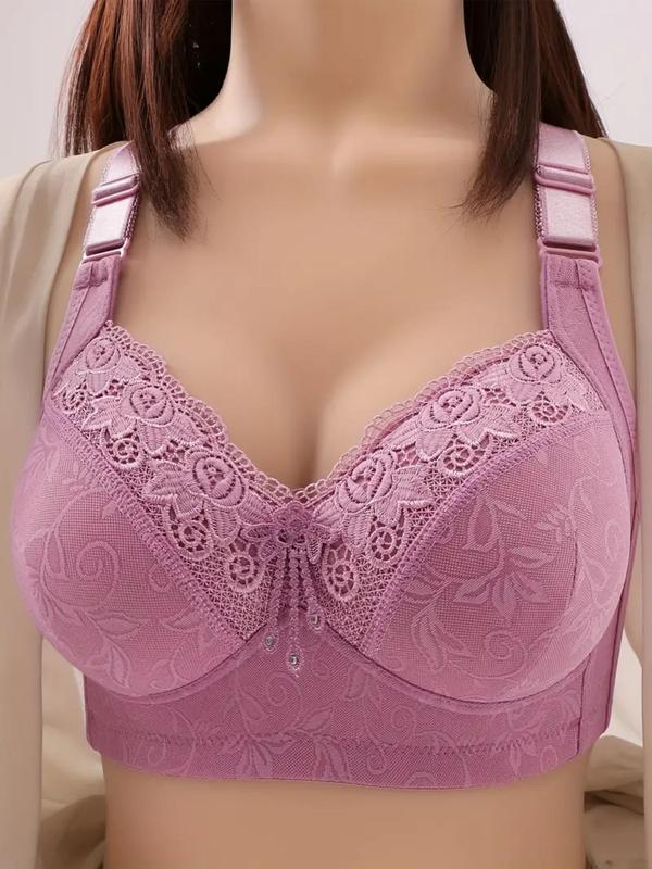 Women's Solid Color Floral Lace Push Up Bra, Fashionable Backless Bra for Daily Wear, Women's Lingerie for All Seasons 3