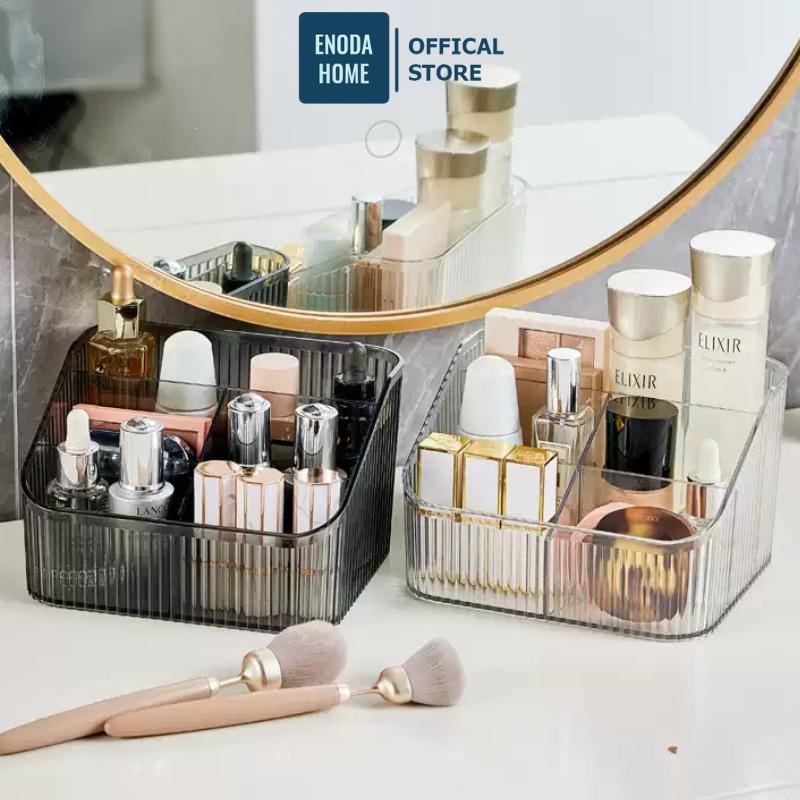 Hộp Đựng Mỹ Phẩm Trong Suốt Khay Nhựa Chia Ngăn Đựng Đồ Trang Điểm Để Bàn Đa Năng P066