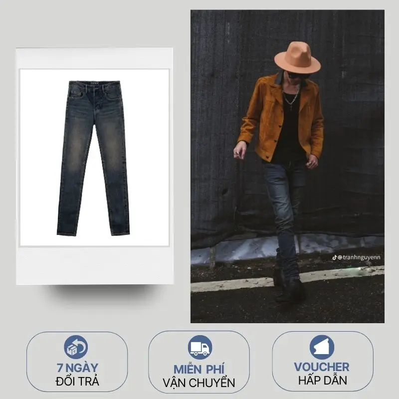 Quần Skinny Jeans Nam Nhập khẩu cao cấp | Dirty Blue Skinny Jeans Menswear Jeans 0