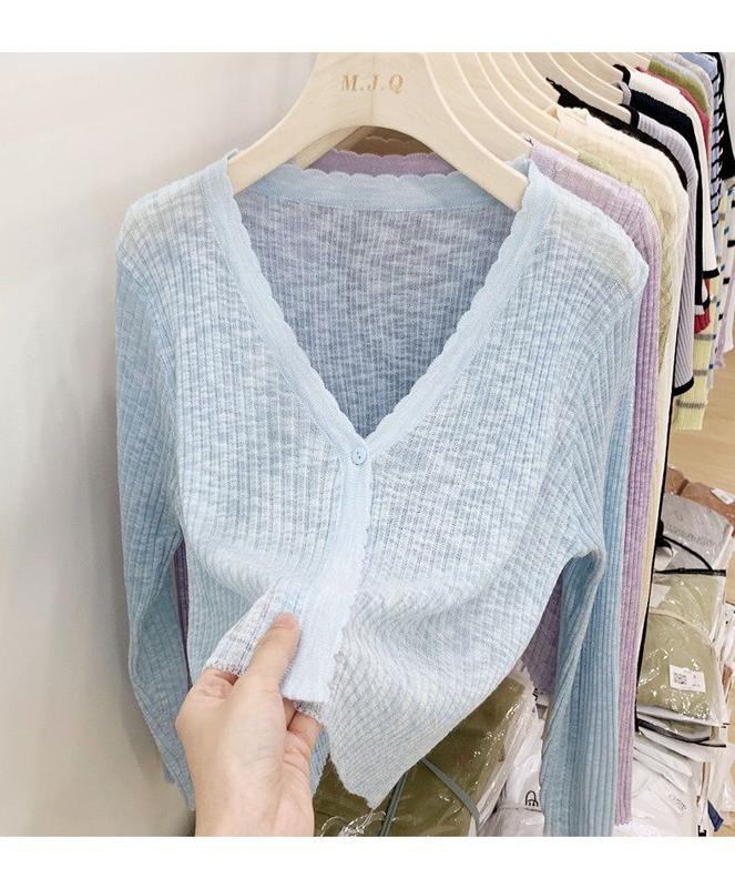 Product Introduction of Áo Cardigan Chống Nắng Dệt Kim, Trang Phục Mùa Hè Cho Nữ, Chất Liệu Lụa Lạnh Mỏng, Dài Tay, Màu Đen, Thích Hợp Mặc Bên Ngoài, Có Thể Mặc Với Áo Điều Hòa Không Khí Ngắn, Áo Sơ Mi, Women, Top, Voi 16