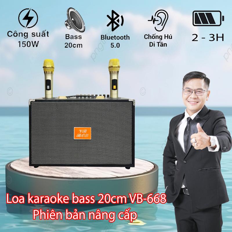 Loa karaoke xách tay cao cấp V B - 6 6 8 kèm 2 micro chống hú loa  karaoke loarap  369