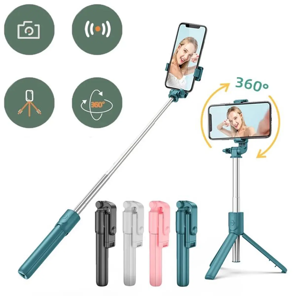 Gậy chụp ảnh ba chân, cầm tay, bluetooth, có điều khiển từ xa cho máy ảnh, có thể thu vào, điều khiển từ xa không dây, giá đỡ điện thoại di động