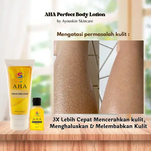 AHA Body Lotion Menghaluskan Kulit Kering dan Kasar - Losion Pelembab Kulit Kering, Perawatan Kulit Kering & Kasar [Bpom] Mencerahkan Vitamin