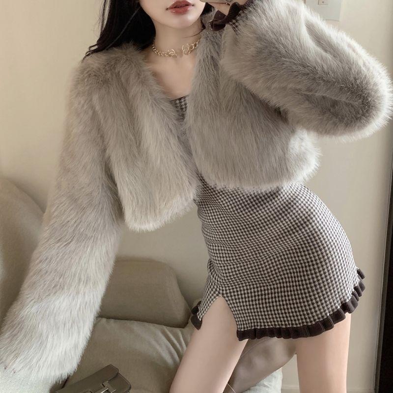 Product Introduction of Áo Khoác Lông Giả Phong Cách Cổ Điển Thanh Lịch, Xã Hội, Dành Cho Mùa Thu Và Mùa Đông, Áo Crop Top Dáng Rộng, Áo Khoác Lông Nữ Jacket 10