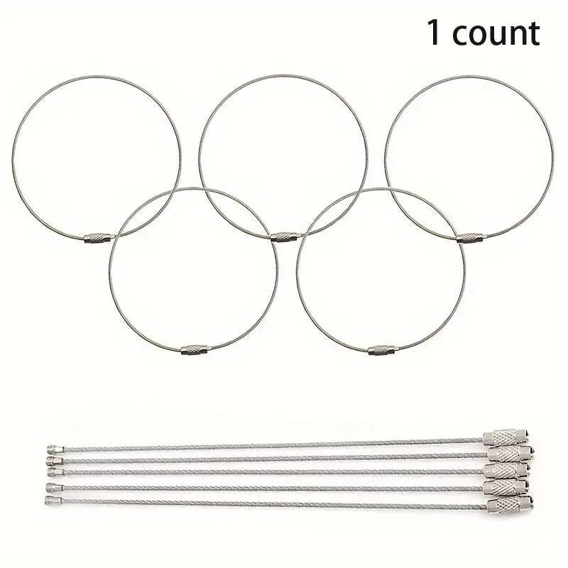 Stainless Steel Wire Rope Ring, Keychain Pendant, Steel Wire Ring, Hanging Tag Coil Ring, Outdoor Camping Hiking Accessories